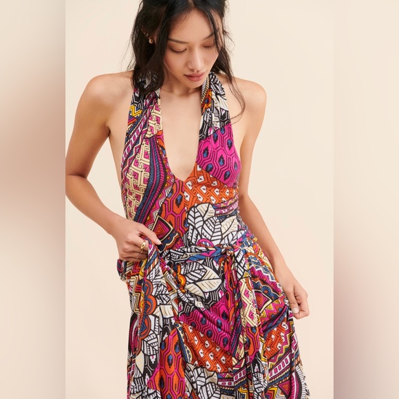 Anthropologie Maeve Cynthia Halter Maxi Dress Knit Jersey - Picture 2 of 10